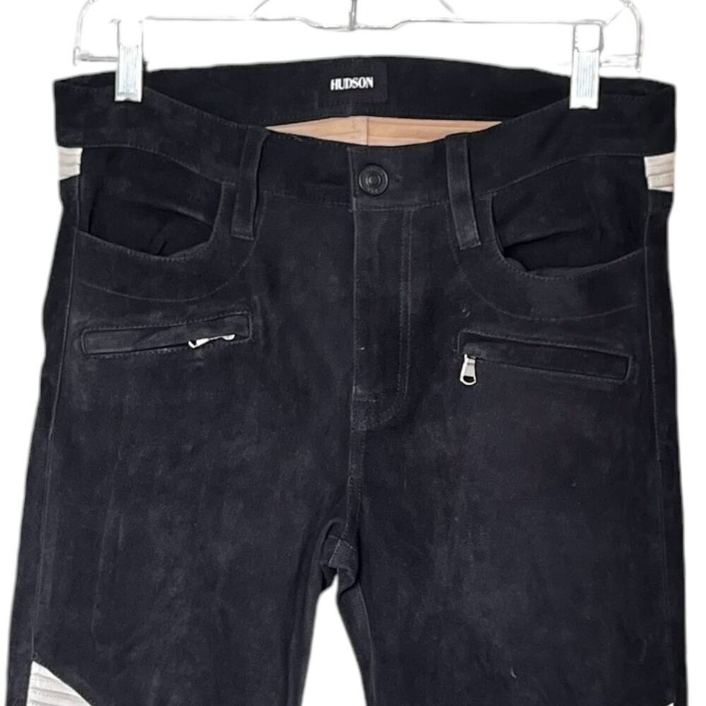 Hudson Shelby Cuatom Moto Super Skinny black Nubuck pants size 29 - Picture 4 of 12